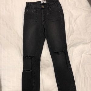 One Teaspoon distressed black high waist jeans